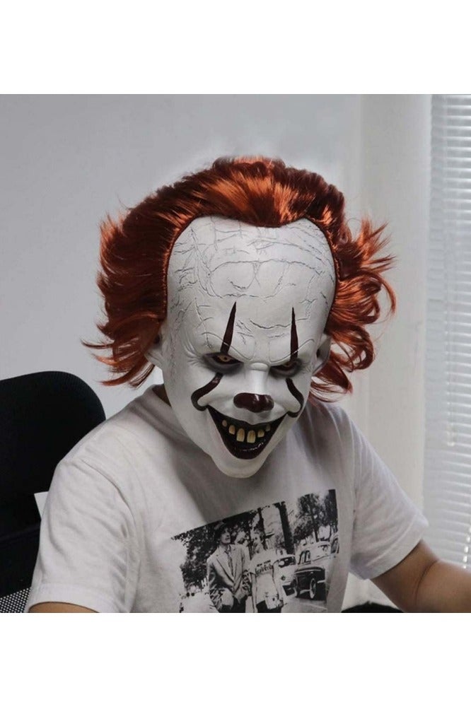 جيجيرو قناع مهرج مخيف من اللاتكس، قناع جوكر مخيف ومرعب لأزياء الهالوين، قناع وجه تنكرية للبالغين والأطفال - Image 3