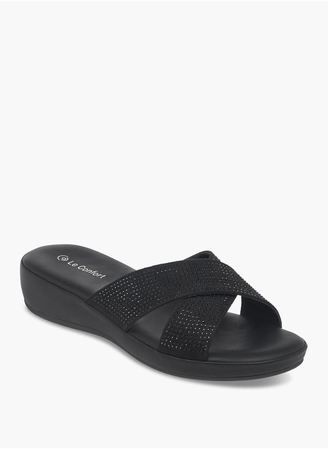 Le Confort Women's Monogram Print Cross Strap Slip-On Sandals  - Image 2