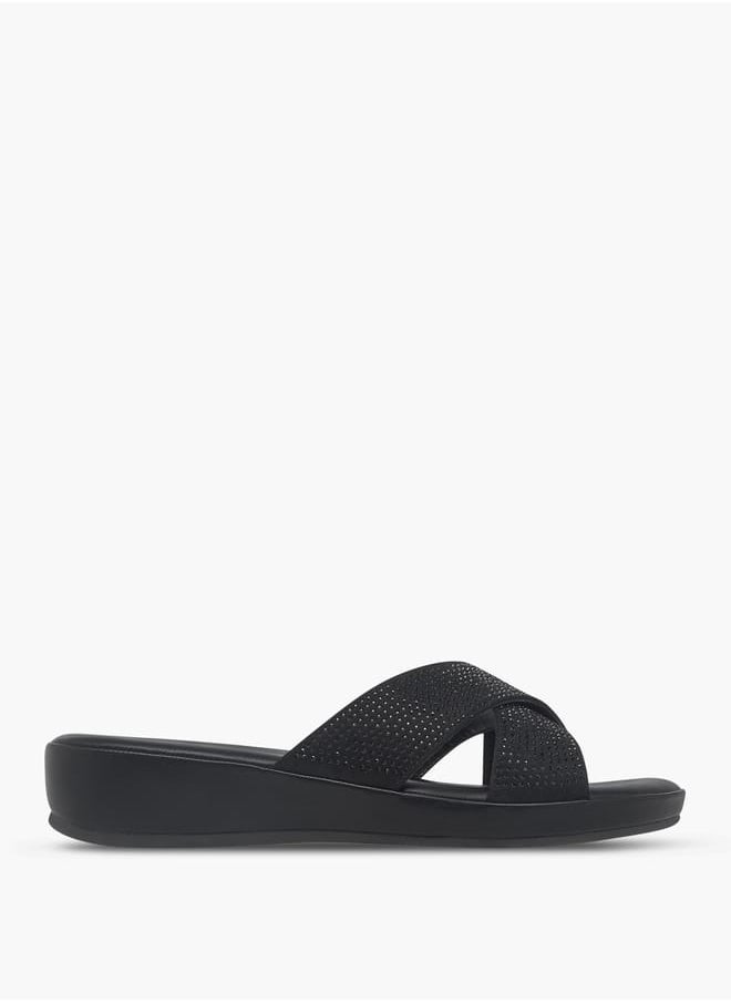 Le Confort Women's Monogram Print Cross Strap Slip-On Sandals  - Image 3