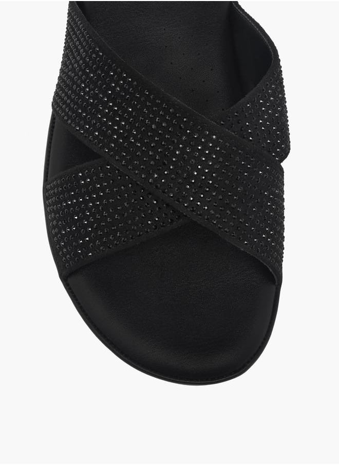 Le Confort Women's Monogram Print Cross Strap Slip-On Sandals  - Image 4