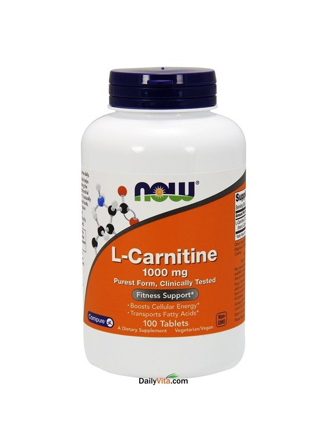 now Foods L- Carnitine Tartrate 1000mg, 100 Tablets (Pack of 2) - Image 2