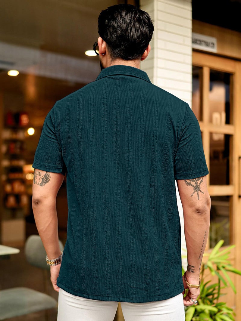 KAJARU Men's 95% Polyster 5% Cotton Regular Fit Polo T-Shirt with Short Sleeve and Zipper as Closure (POLO-8015) (in, Alpha, L, MORPINCH) - Image 5