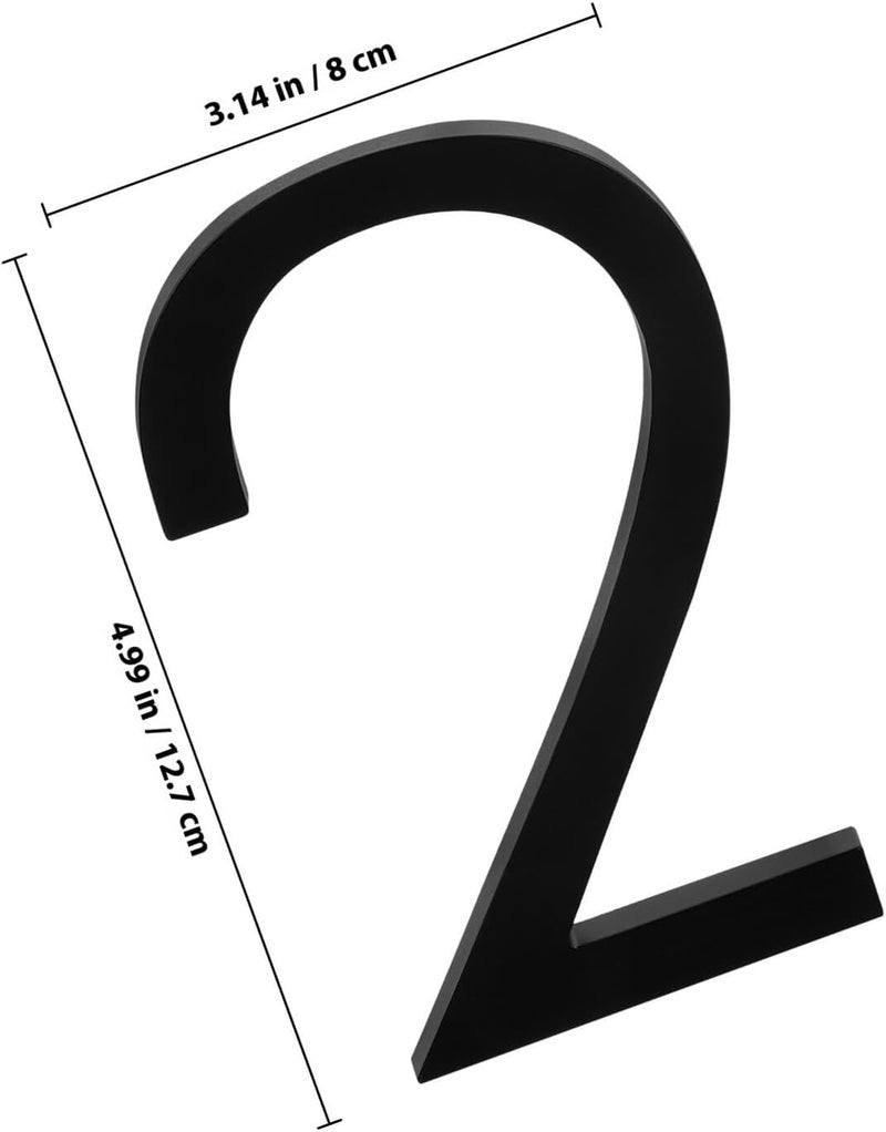 Metal House Number Sign Plaque Number 2 in Black Zinc Alloy Vertical Address Sign for Outdoor Use for Home Front Door - Image 2