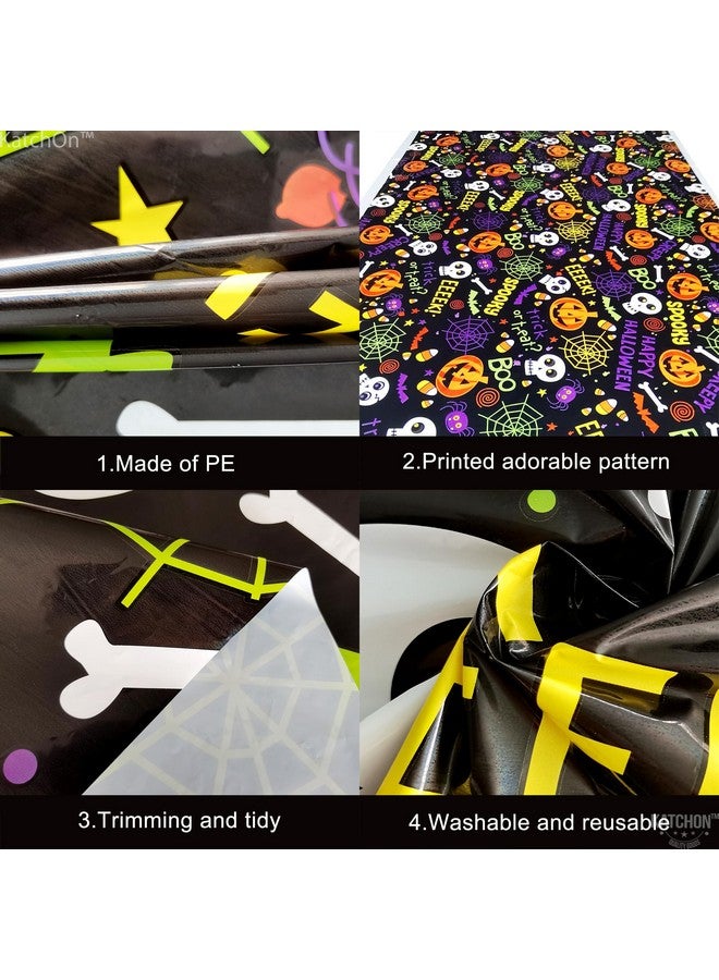 KatchOn Halloween Tablecloth - Large 54x108 Inch, Pack of 3 | Spooky Table Cover for Halloween Decorations | Disposable Black Table Cloth - Image 3