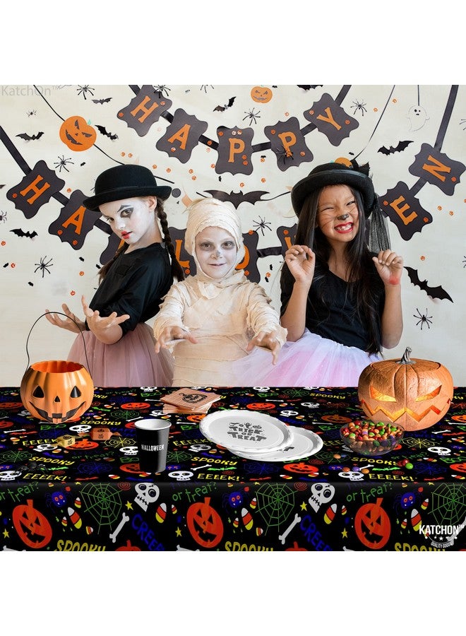 KatchOn Halloween Tablecloth - Large 54x108 Inch, Pack of 3 | Spooky Table Cover for Halloween Decorations | Disposable Black Table Cloth - Image 5