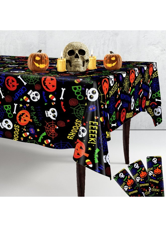 KatchOn Halloween Tablecloth - Large 54x108 Inch, Pack of 3 | Spooky Table Cover for Halloween Decorations | Disposable Black Table Cloth - Image 1