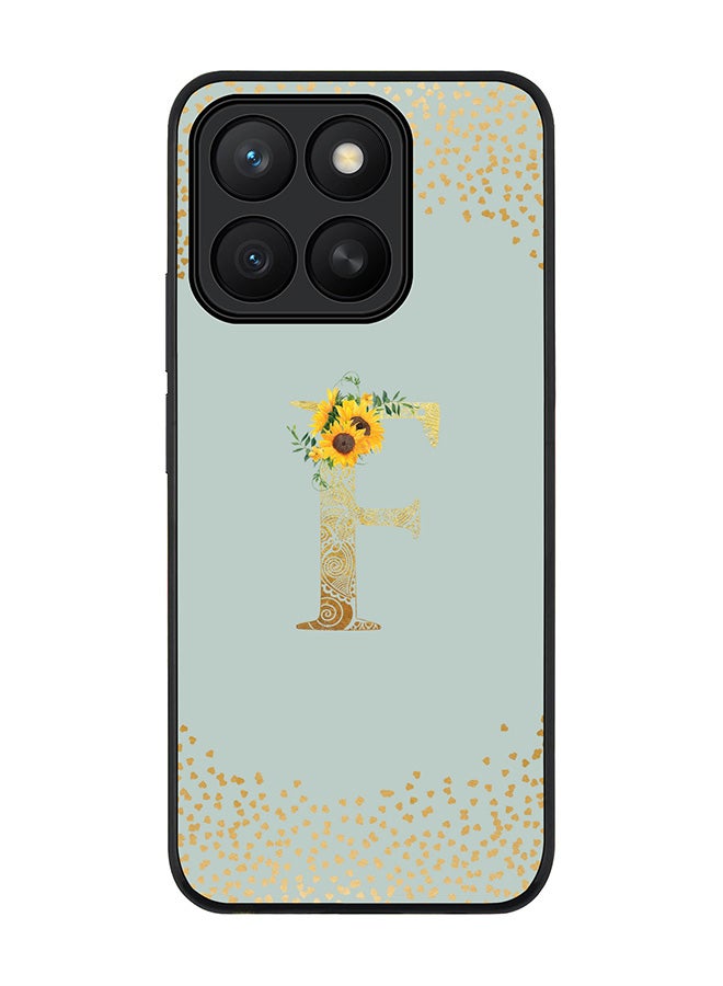Stylizedd For Honor X8c Case,Slim fit Camera Protection, Shockproof Thin Phone cover  - Custom Floral Monogram - F  (Light Grey )