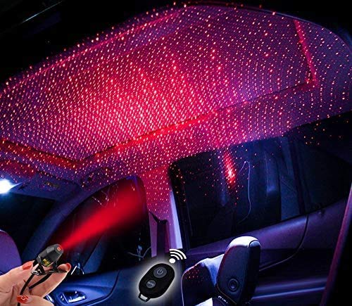 Automaze LED Laser Light, 2 Pattern & 3 Modes with Wireless Remote & Voice Control - Roof Decoration Interior for Car (Red) - Image 1