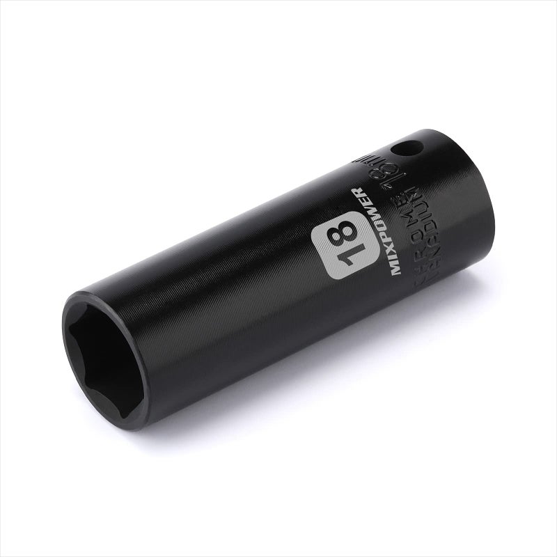 MIXPOWER 12Inch Drive Deep Impact Socket 18mm Metric CRV Deep 12Dr 6 Point Socket