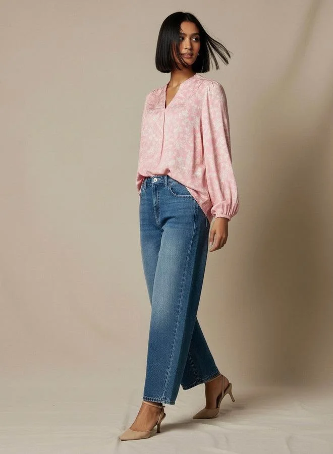 Splash FAV Regular Fit Viscose Mandarin Neck Top with Floral Print