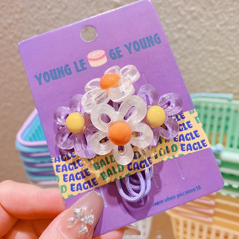 Generic Candy Sheer Floral Hair Ties Sweet Set 2. Purple hair ring cardboard figure stickers random