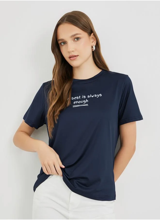 Take Two Take Two Slogan Print Regular Fit T-Shirt