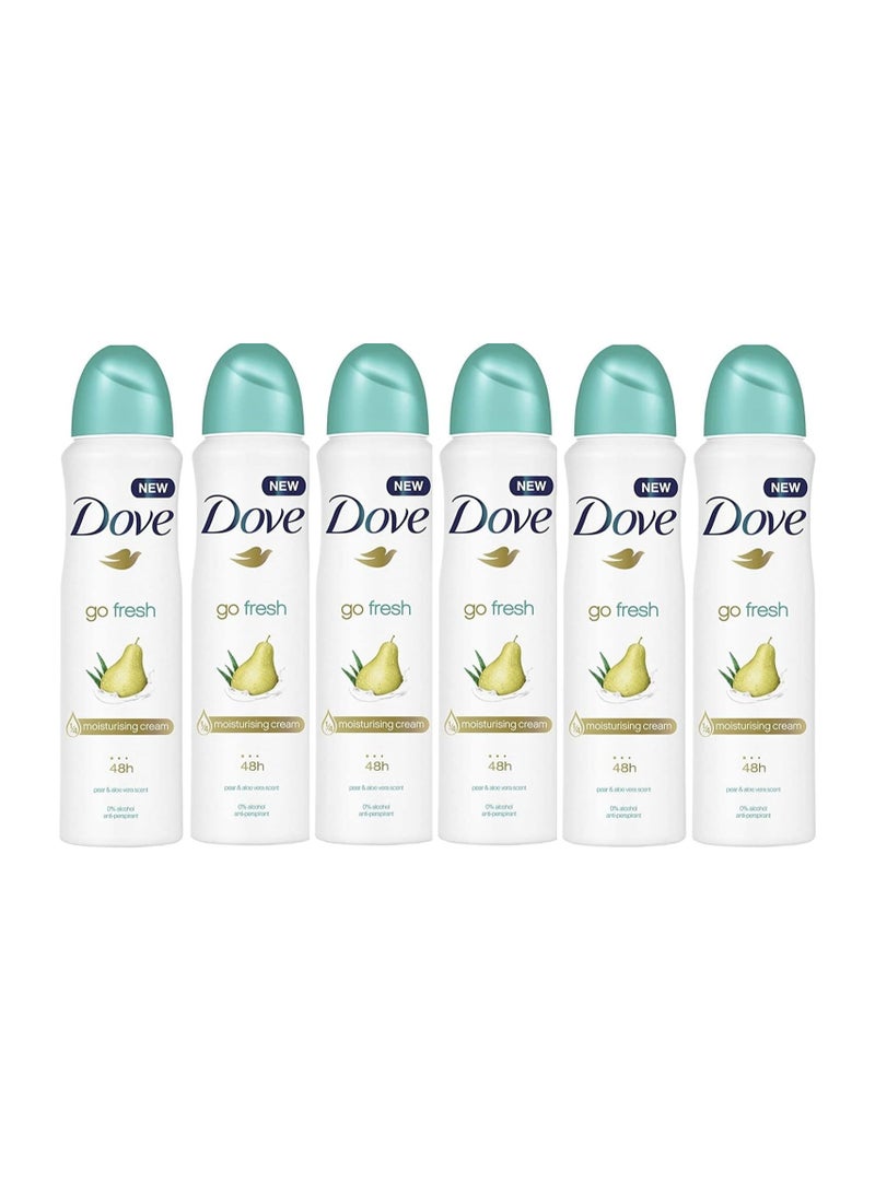 DOVE ANTIPERSPIRANT DEODORANT PEAR & ALOE VERA 250ML - PACK OF 6