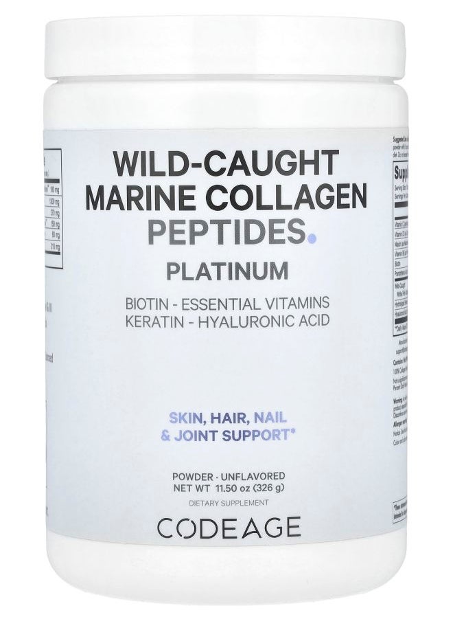Codeage Wild-Caught Marine Collagen Peptides Powder Platinum Unflavored 11.5 oz (326 g) 