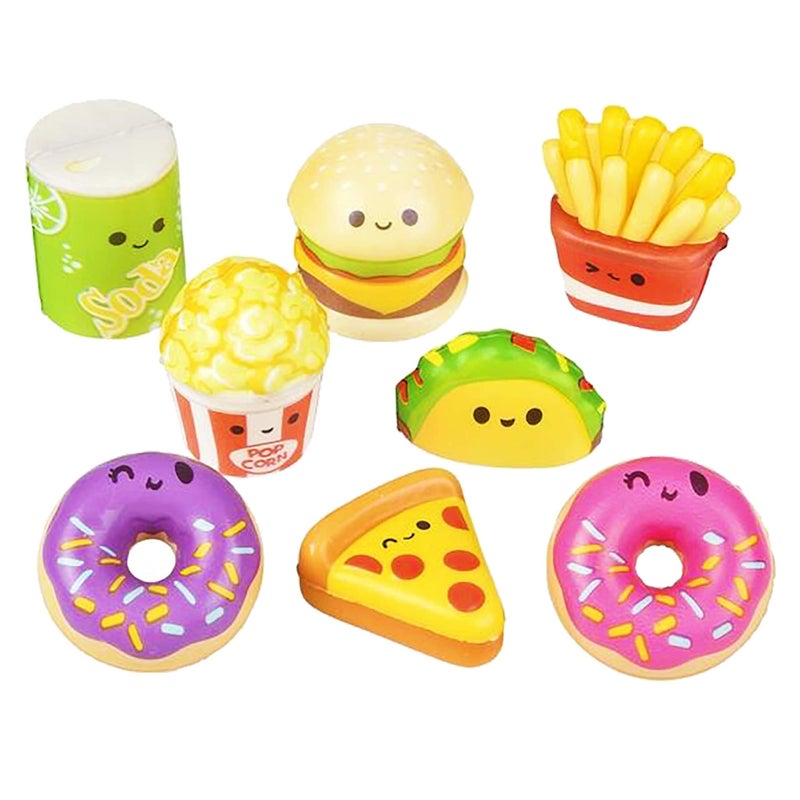 4E's Novelty 24 Pack Fast Food Squishy Toys for Kids Bulk - Slow Rising (Individually Wrapped) Small Foam Squishies 1.5-2.25" - Valentines Day Gifts for Kids Classroom Birthday Party Favors - Image 2