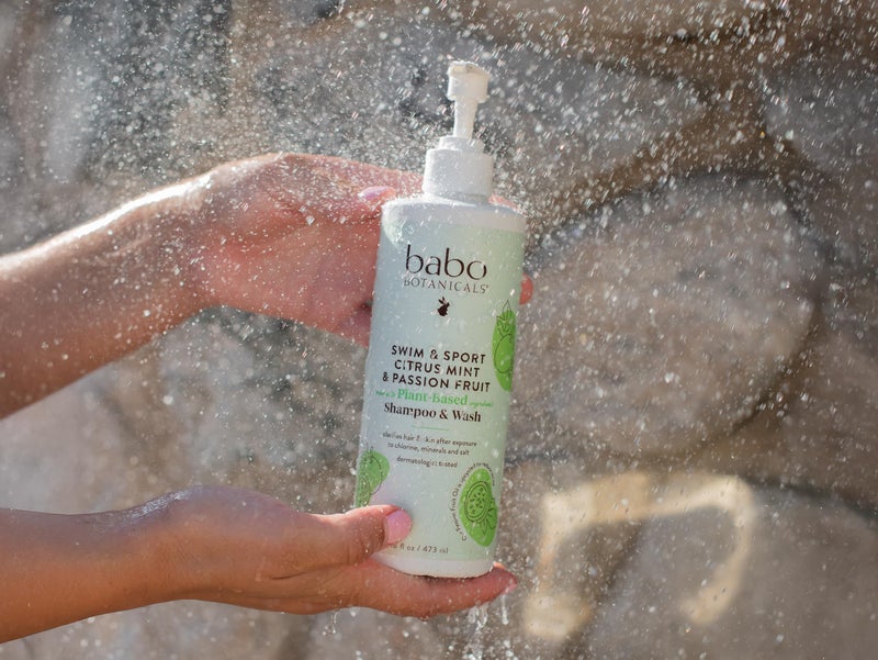 Babo Botanicals Swim & Sport Citrus Mint & Passion Fruit Shampoo & Wash - Purifying Cleanser for hair & body- Aloe & Green Tea - For all ages - Citrus and Peppermint Essential Oils scent - 16 Fl Oz - Image 2