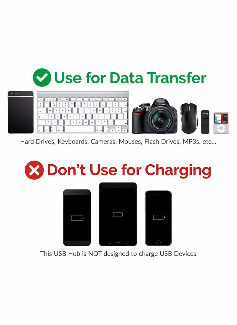 Y&D 4-Port USB 2.0 Data Hub 4 Port Extension Portable Expansion with Individual LED light On/Off Switches for Laptop PC Mobile Phone Hard Drivers Keyboard Flash Driver  - Image 5