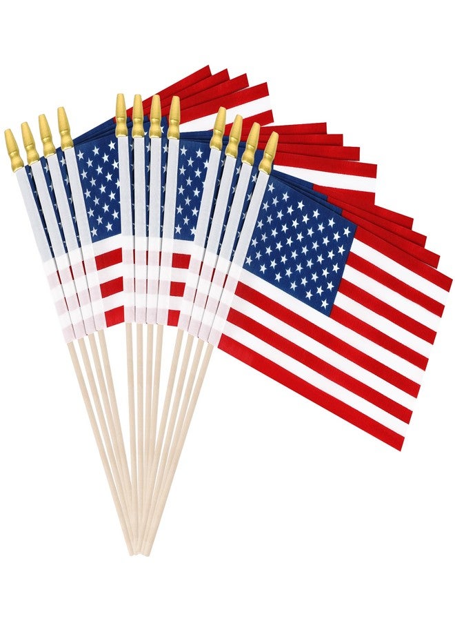 Blowata 12 Pcs Small American Flags on Stick, 6x4 In 4th of July Decorations, Mini Patriotic USA Flag, Fourth of July Decorations, Hand Held July 4th Flag for Veterans Day Decorations Gifts Favors Accessories - Image 5