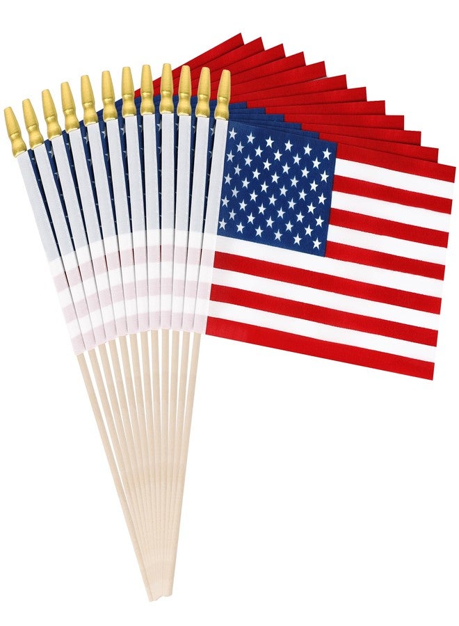 Blowata 12 Pcs Small American Flags on Stick, 6x4 In 4th of July Decorations, Mini Patriotic USA Flag, Fourth of July Decorations, Hand Held July 4th Flag for Veterans Day Decorations Gifts Favors Accessories - Image 1