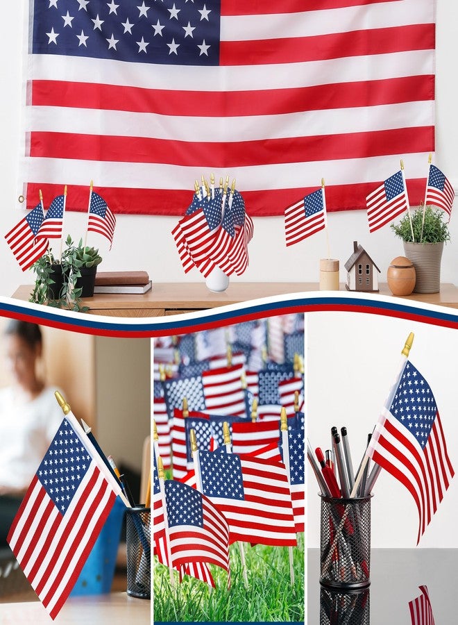 Blowata 12 Pcs Small American Flags on Stick, 6x4 In 4th of July Decorations, Mini Patriotic USA Flag, Fourth of July Decorations, Hand Held July 4th Flag for Veterans Day Decorations Gifts Favors Accessories - Image 4