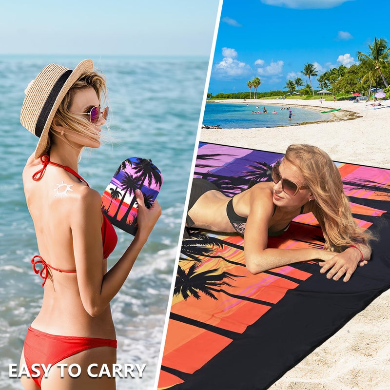 WIWIGO Beach Blanket Waterproof Sandproof Beach Mat 79" X 83"/10'x9'for 2-8 Adults Quick Drying Outdoor Picnic Mat Beach Accessories for Travel, Camping, Hiking - Image 4