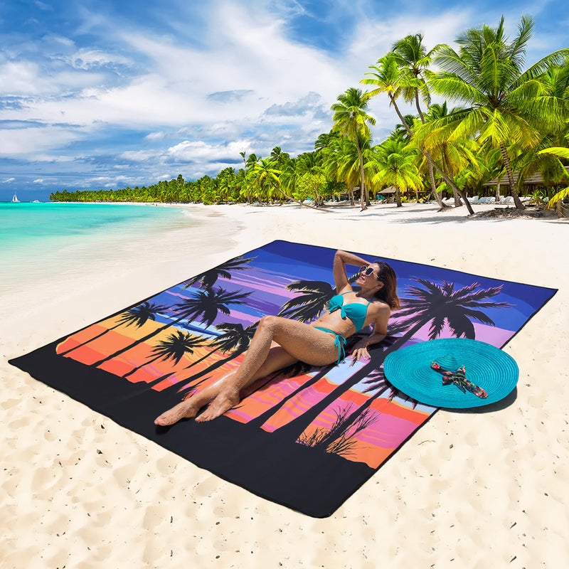 WIWIGO Beach Blanket Waterproof Sandproof Beach Mat 79" X 83"/10'x9'for 2-8 Adults Quick Drying Outdoor Picnic Mat Beach Accessories for Travel, Camping, Hiking - Image 5