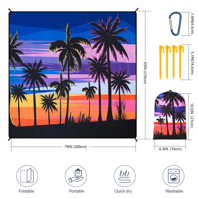 WIWIGO Beach Blanket Waterproof Sandproof Beach Mat 79" X 83"/10'x9'for 2-8 Adults Quick Drying Outdoor Picnic Mat Beach Accessories for Travel, Camping, Hiking - Image 2