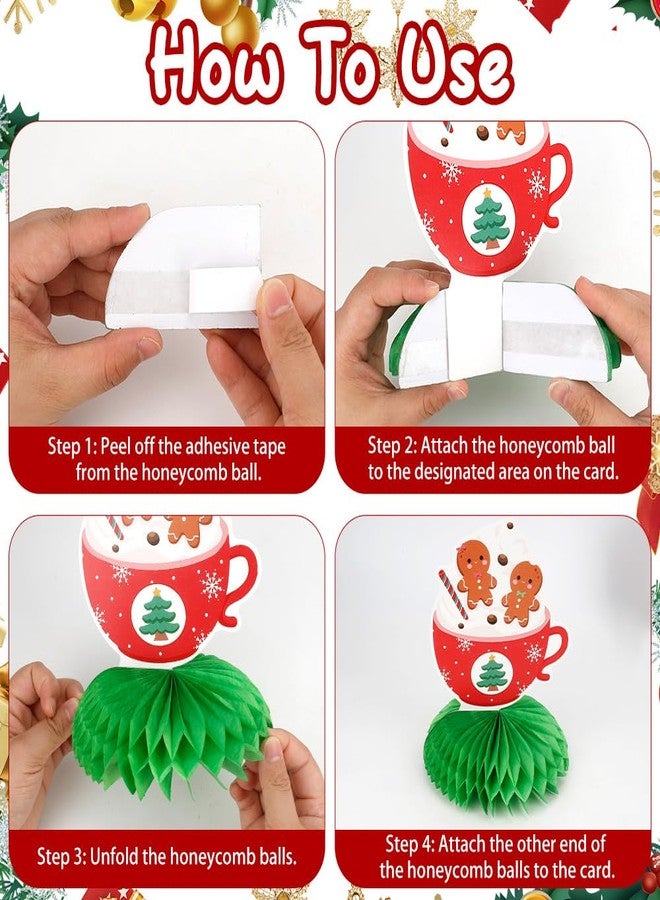 QPIXVB Honeycomb Christmas Decorations,Christmas Table Centerpieces,Xmas Centerpiece Table Decorations,9 PCS 3D Xmas Honeycomb Table Decor with Santa Claus,Snow Cake,Snowman for Party Supplies - Image 4