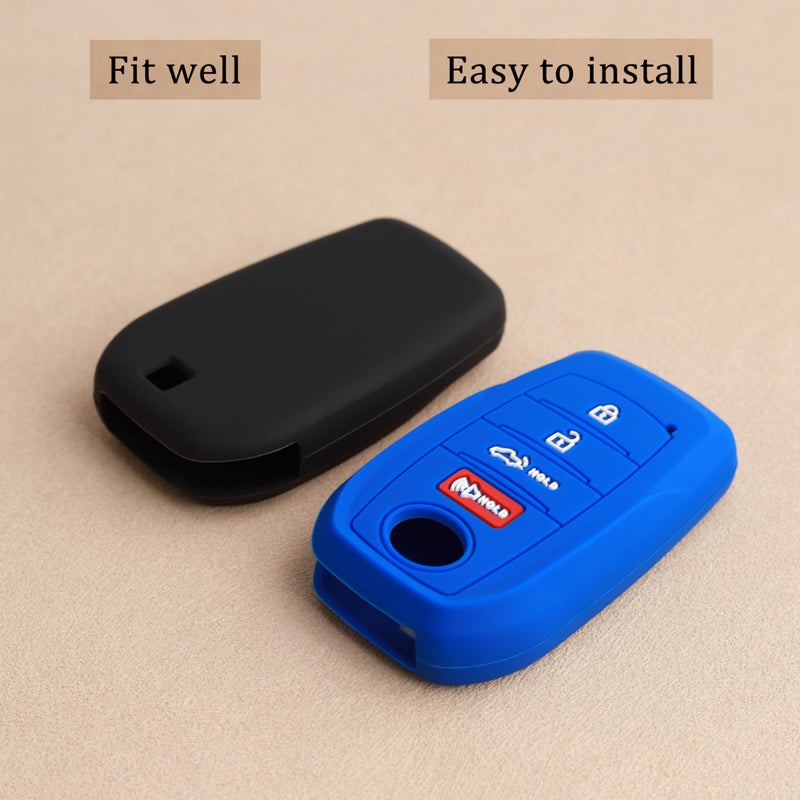 TANDRIVE Key Fob Cover for Toyota 2026 2025 2024 Tacoma and 2026-2022 Tundra, 4-Button, Silicone, 2-Pack, Black and Blue - Image 4