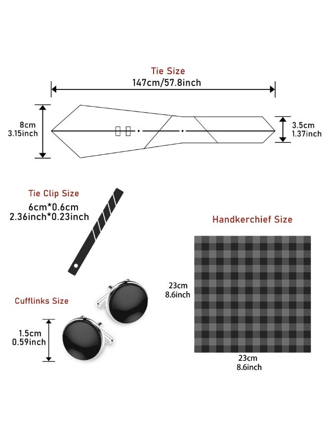 AuliceVerse Gifting Essential:Men's 5-in-1 Business Tie Gift Set （Grey） | 1200-Stitch High-Density Polyester Tie with Cufflinks, Pocket Square, Tie Clip & Luxury Box | Premium Wedding & Office Formal Accessories - Image 5
