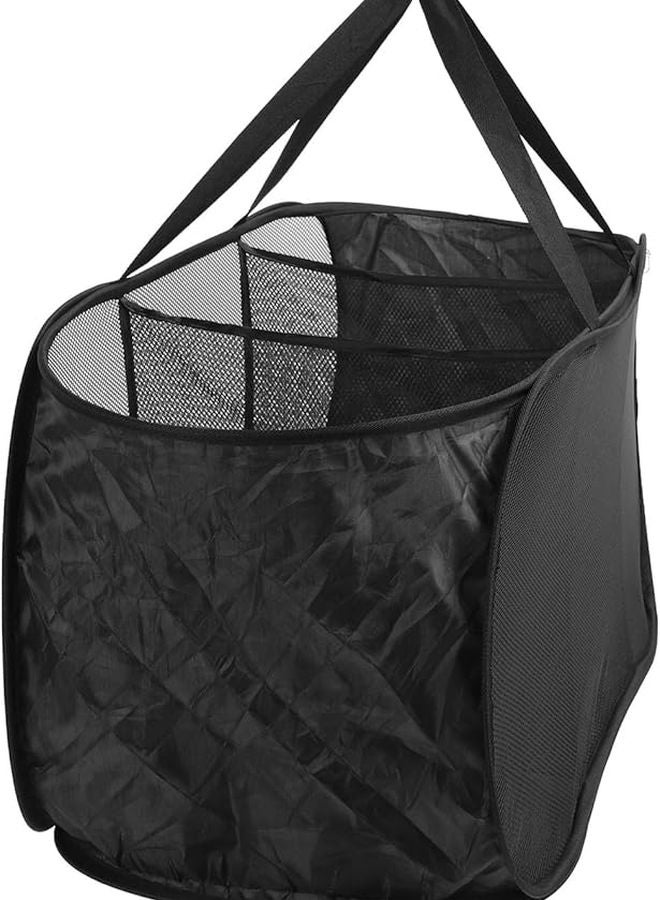 سلة غسيل متعددة الوظائف من قماش أكسفورد الشبكي السميك مع 3 أقسام - أسود - Image 3