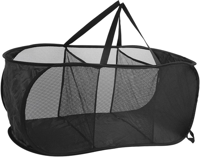 سلة غسيل متعددة الوظائف من قماش أكسفورد الشبكي السميك مع 3 أقسام - أسود - Image 4