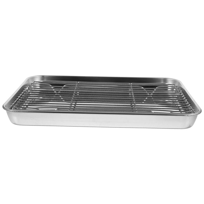 1 Set Baking Sheet Pan with Wire Rack Stainless Steel Baking Pan Tray Toaster Oven Pans Tray with Cooling Racks for Kitchen Baking Cooking Accessories - Image 5