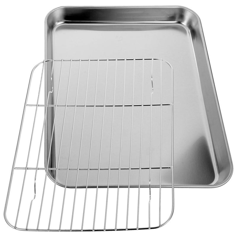 1 Set Baking Sheet Pan with Wire Rack Stainless Steel Baking Pan Tray Toaster Oven Pans Tray with Cooling Racks for Kitchen Baking Cooking Accessories - Image 4