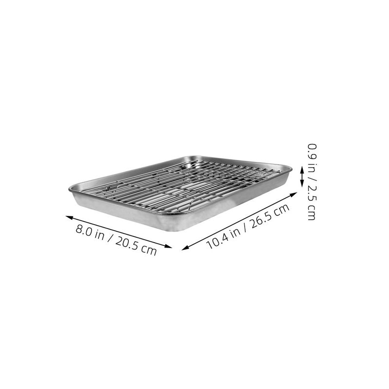 1 Set Baking Sheet Pan with Wire Rack Stainless Steel Baking Pan Tray Toaster Oven Pans Tray with Cooling Racks for Kitchen Baking Cooking Accessories - Image 3