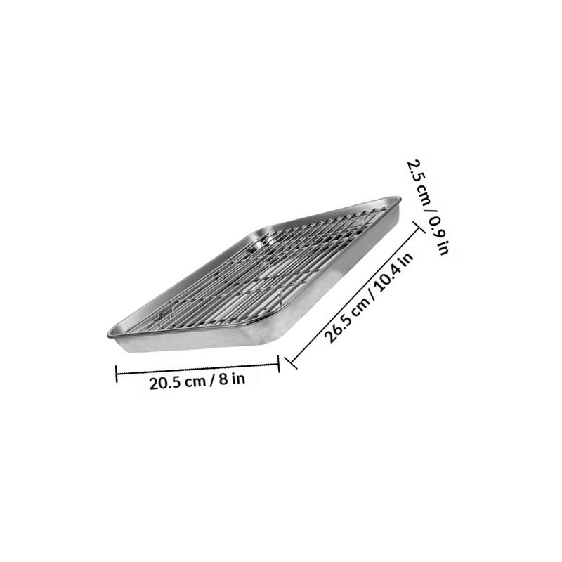 1 Set Baking Sheet Pan with Wire Rack Stainless Steel Baking Pan Tray Toaster Oven Pans Tray with Cooling Racks for Kitchen Baking Cooking Accessories - Image 2