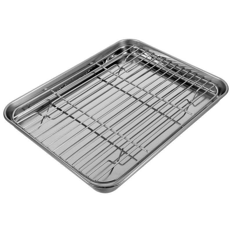 1 Set Baking Sheet Pan with Wire Rack Stainless Steel Baking Pan Tray Toaster Oven Pans Tray with Cooling Racks for Kitchen Baking Cooking Accessories - Image 1