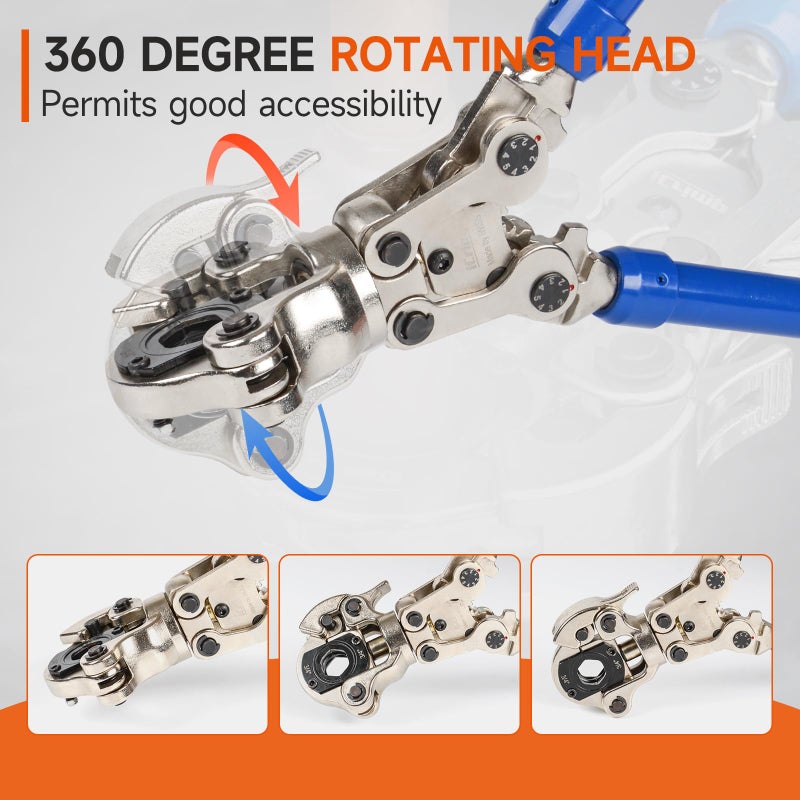 iCrimp Copper Tube fittings Crimping tool with 1/2,3/4 and 1-inch Jaw for ProPress copper fitting IWISS-1632AF - Image 5