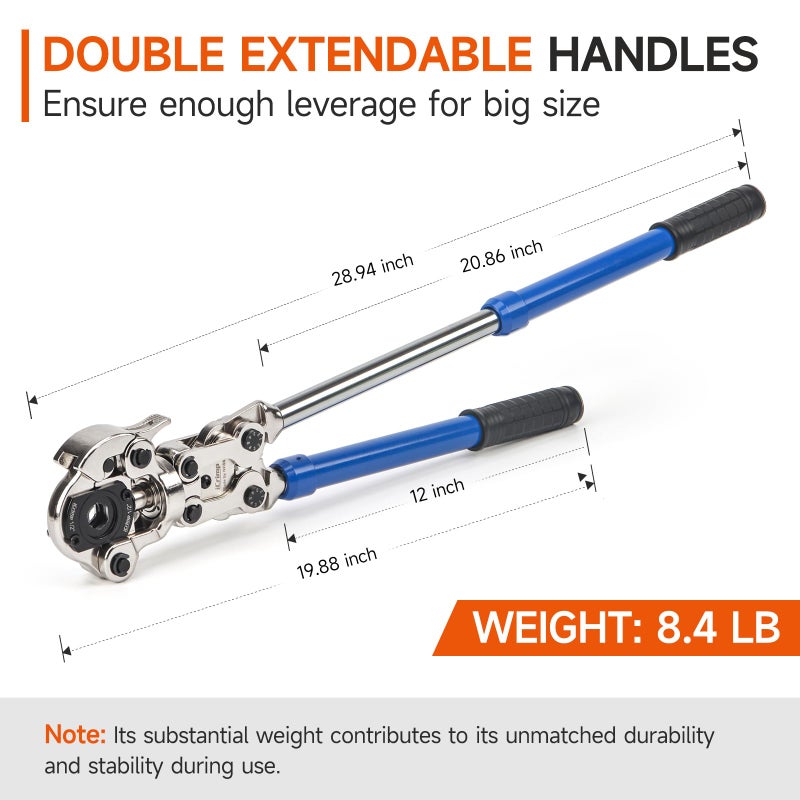 iCrimp Copper Tube fittings Crimping tool with 1/2,3/4 and 1-inch Jaw for ProPress copper fitting IWISS-1632AF - Image 3