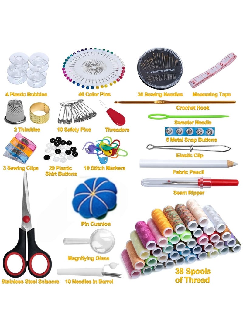 Soofam Sewing Kit, 183 Pcs Sewing Accessories kit with Premium Sewing Box, 38 XL Sewing Thread, Sewing Needles, Scissors, Thimble, for Home Traveler, Adults, Kids, Emergency, Beginner - Image 4