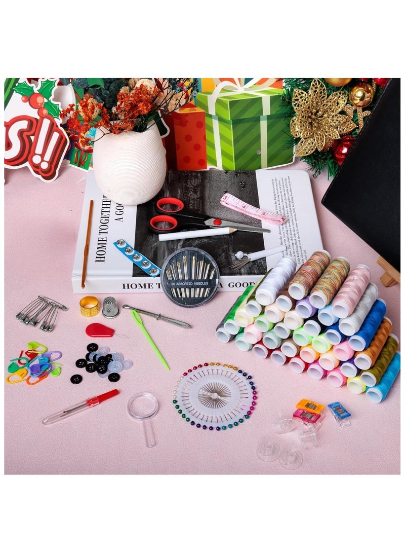 Soofam Sewing Kit, 183 Pcs Sewing Accessories kit with Premium Sewing Box, 38 XL Sewing Thread, Sewing Needles, Scissors, Thimble, for Home Traveler, Adults, Kids, Emergency, Beginner - Image 2