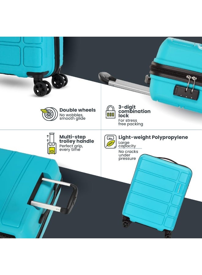 Kamiliant by American Tourister Small Harrier Edge 8W 56 Cms Cabin (PP) Hard Sided 8 Wheels Spinner Luggage/Suitcase/Trolley Bag (Coral Blue) (Double Wheel) - Image 2