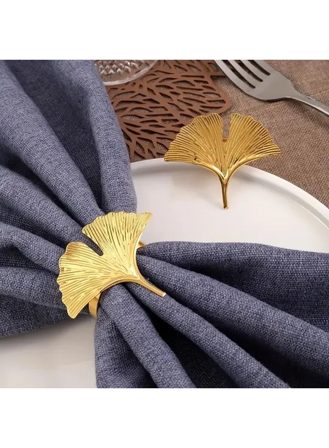 Golden 12pcs Metal Ginkgo Leaf Napkin Rings Decor Tableware for Wedding Farmhouse Events - Image 4