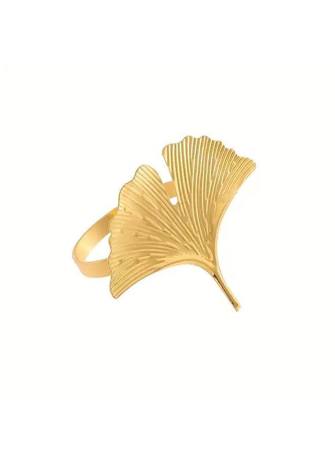 Golden 12pcs Metal Ginkgo Leaf Napkin Rings Decor Tableware for Wedding Farmhouse Events - Image 5