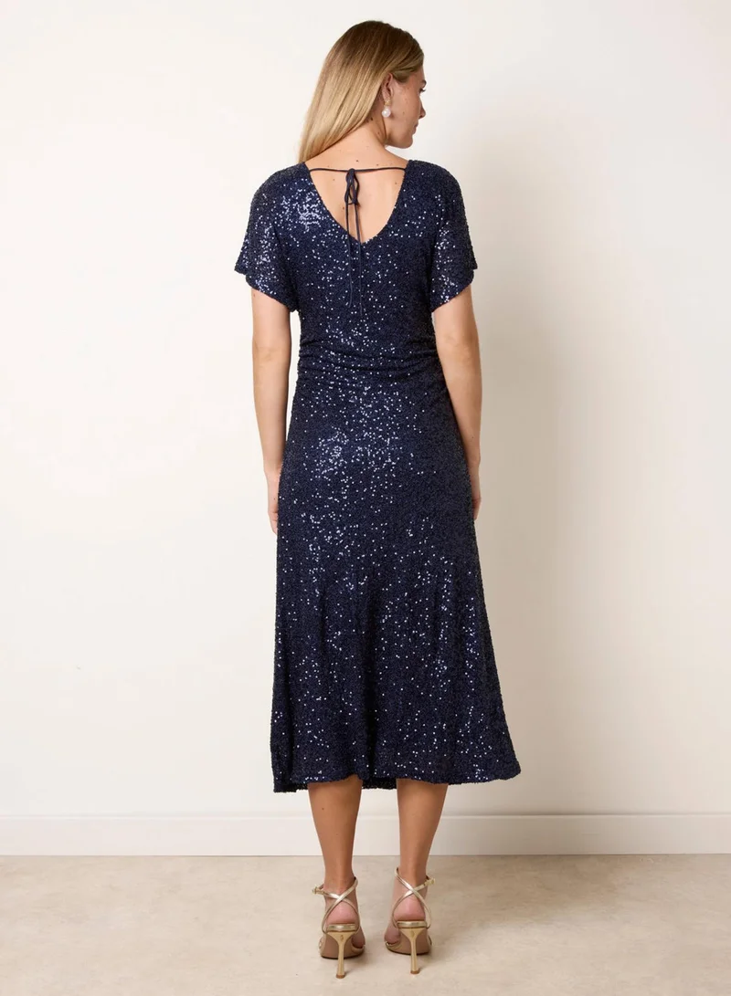 بلو فانيلا Ruched Midi Sequin Dress