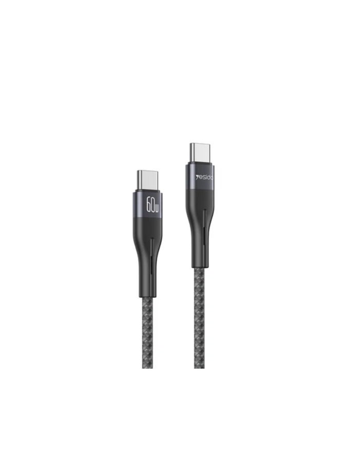 Yesido CA156 Type-C to Type-C 60W Fast Charging & Data Transfer Cable - USB-C Cable for Smartphones, Laptops, Tablets (Durable, High-Speed Data Sync)