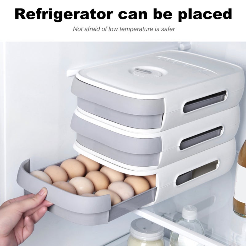 Egg Holder 18-20 Capacity Blue PP Material - Vent Design Egg Storage Container - Drawer Design Refrigerator Organizer for Household Food Organization - Image 4