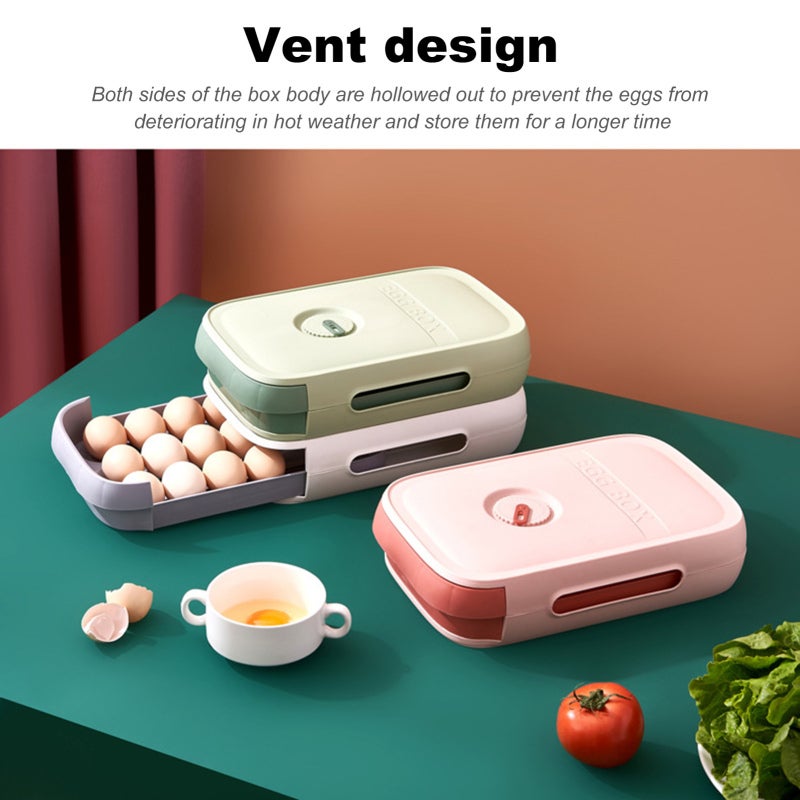 Egg Holder 18-20 Capacity Blue PP Material - Vent Design Egg Storage Container - Drawer Design Refrigerator Organizer for Household Food Organization - Image 3