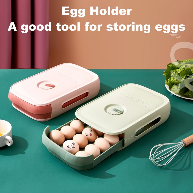 Egg Holder 18-20 Capacity Blue PP Material - Vent Design Egg Storage Container - Drawer Design Refrigerator Organizer for Household Food Organization - Image 2