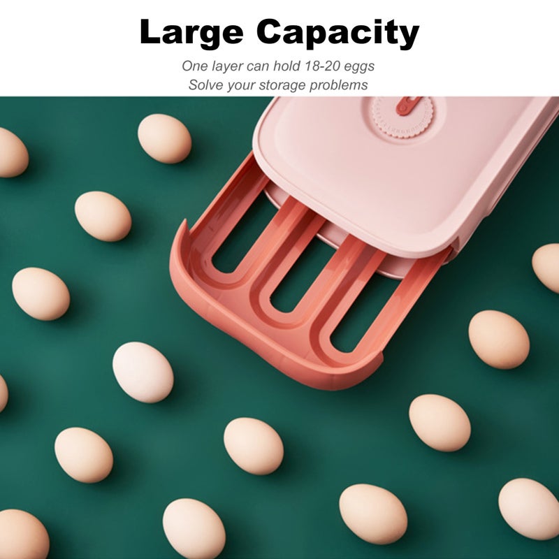 Egg Holder 18-20 Capacity Blue PP Material - Vent Design Egg Storage Container - Drawer Design Refrigerator Organizer for Household Food Organization - Image 5